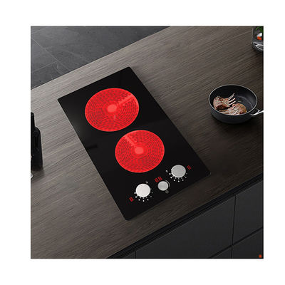2 Zone Built In Ceramic Hob With Timer 3000W Knob Control  Child Lock