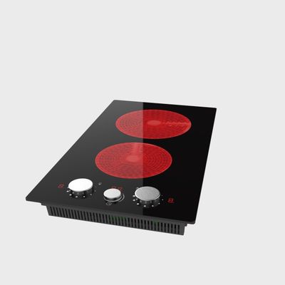 2 Zone Built In Ceramic Hob With Timer 3000W Knob Control  Child Lock